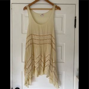 Free People cream for lace boho slip mini dress L